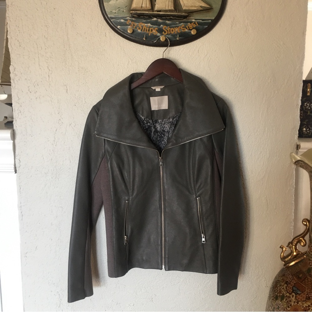 Soia & Kyo Lambskin Leather Zip Up Jacket